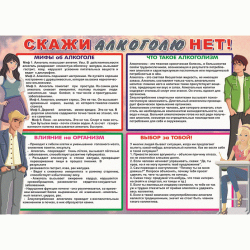 Таблица Скажи алкоголю нет 1000*1400 винил