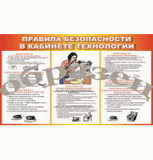 Таблица Техника безопасности для кабинета технологии 1000*1400 винил